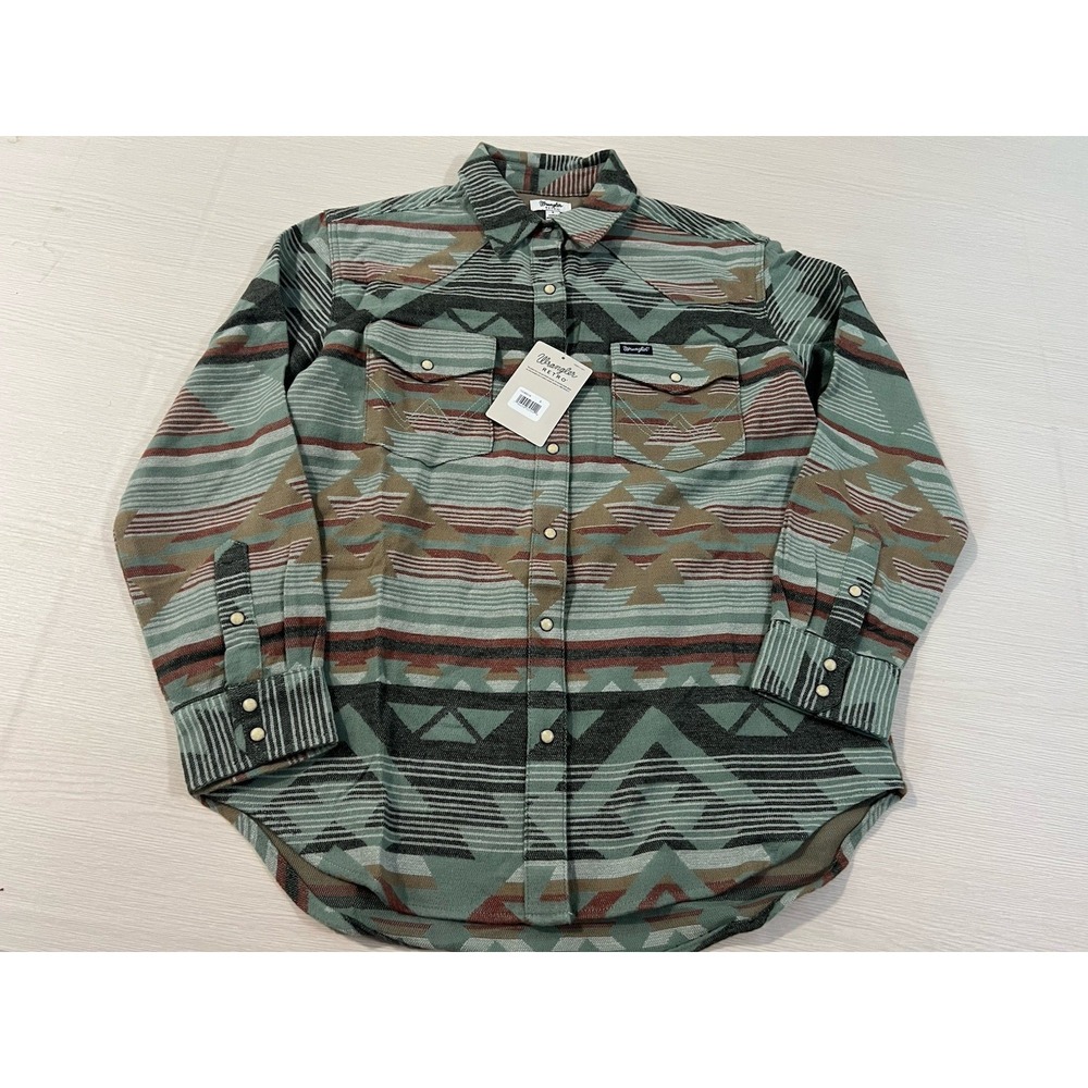 Wrangler‎ Retro Vintage Boyfriend Western Snap Shacket Women's S Jaquard NWT